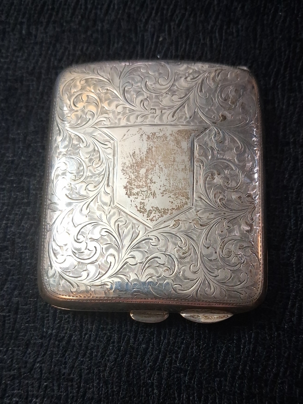 Antique Engraved Sterling Silver  Men's Card Case